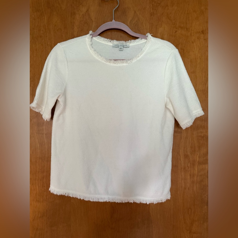 Green Envelope Cream Fringe Top